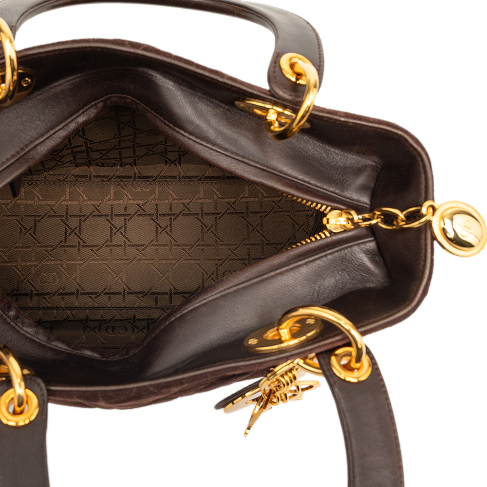 Pre-Loved Dior Medium Suede Cannage Lady Dior - Picture 4 of 7